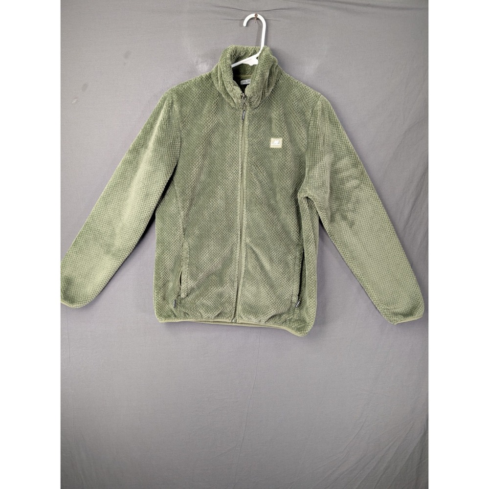 New Balance Mens Full Zip Fleece Jacket Olive Green Textured Sherpa Size M
